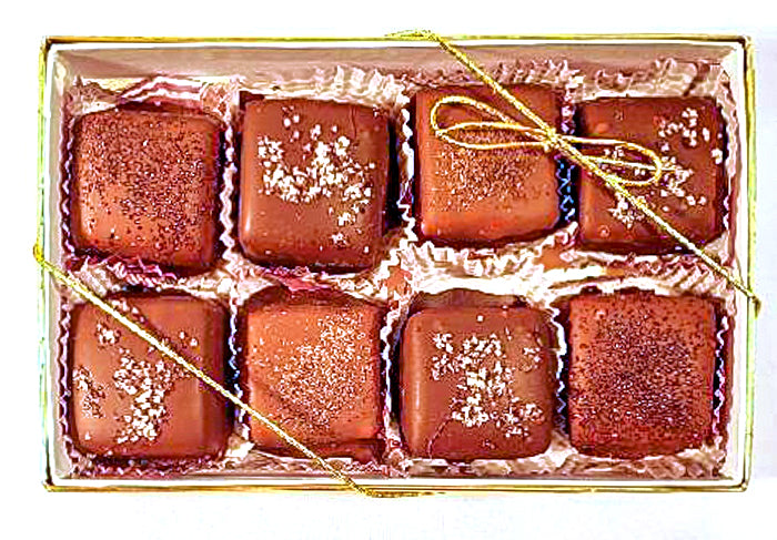 1 Lb Milk and Dark Chocolate Sea Salt Caramels